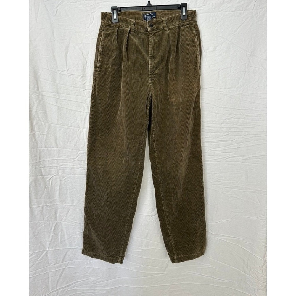 Polo Ralph Lauren Corduroy Pant 31x32 Olive Green Andrew Double Pleated Trousers